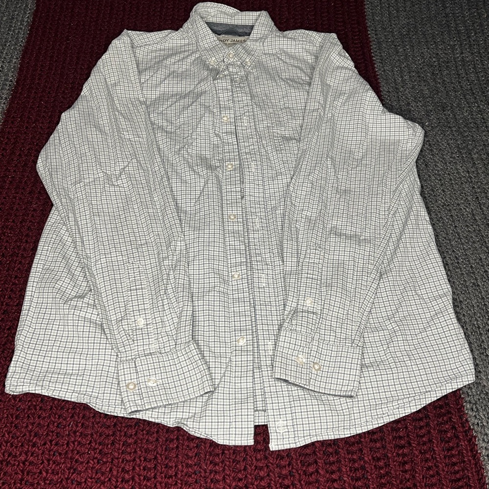 Classic White and Gray Checkered Men's Shirt